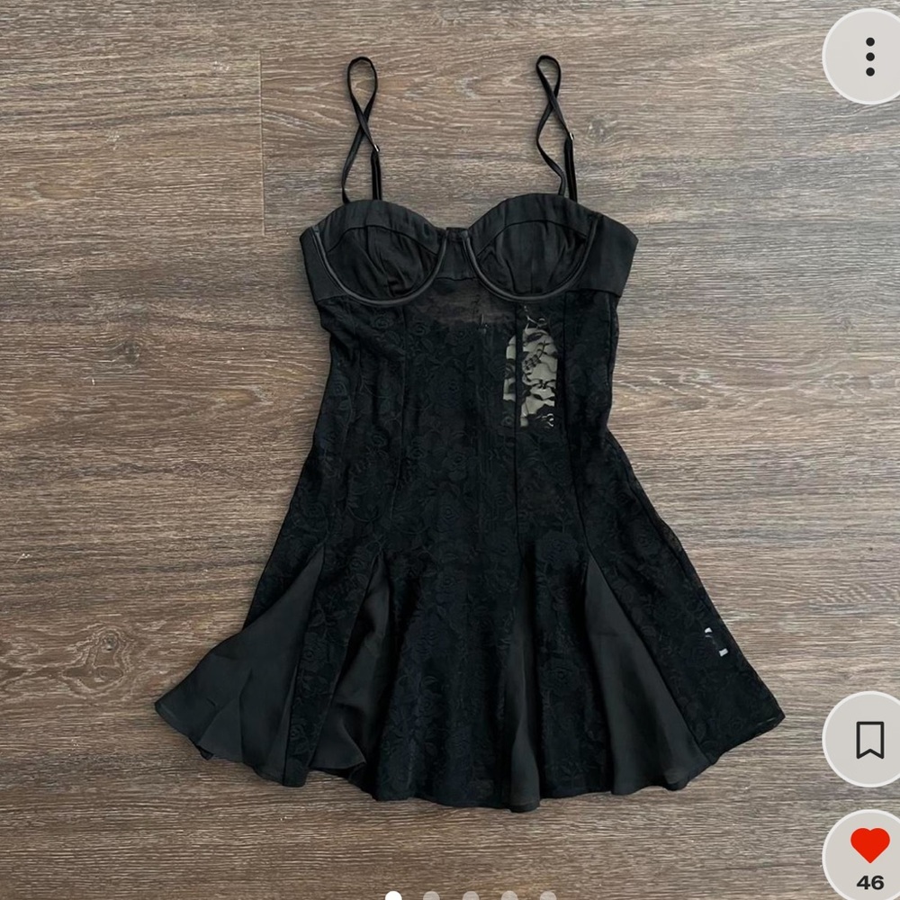Meshki black lace mini dress